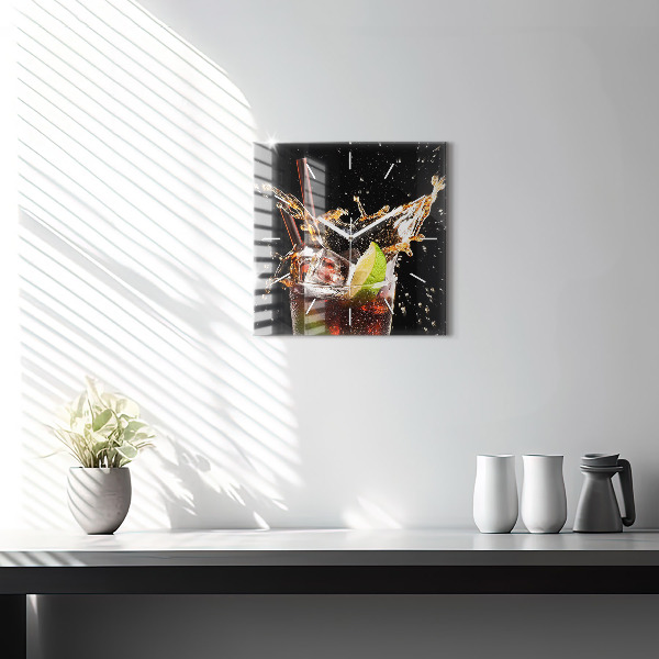 Skleněné hodiny čtvercové Nápoj na skalách