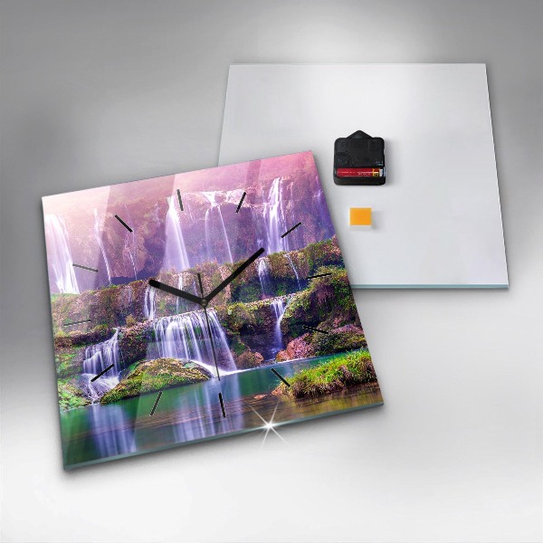 Čtvercové nástěnné hodiny Jiulong Vodopád Čína