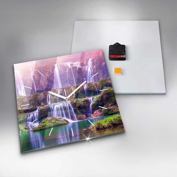 Čtvercové nástěnné hodiny Jiulong Vodopád Čína