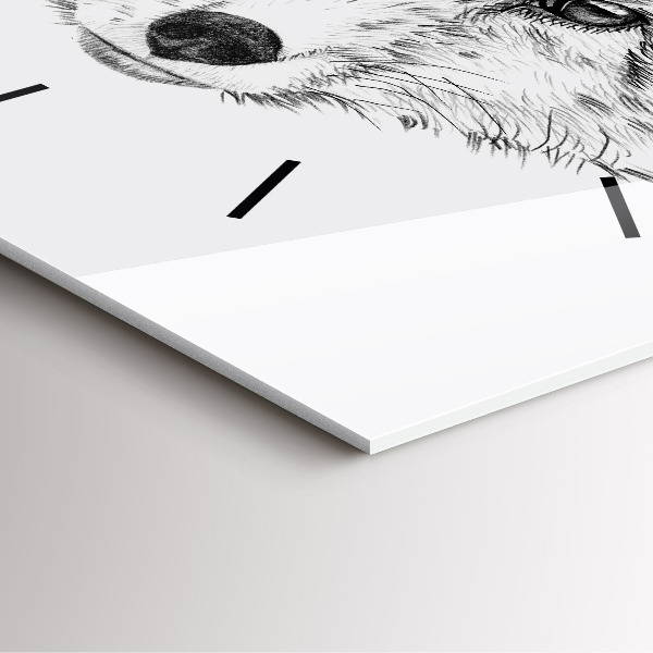 Čtvercové nástěnné hodiny Grafická hlava lišky