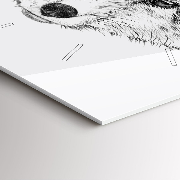 Čtvercové nástěnné hodiny Grafická hlava lišky