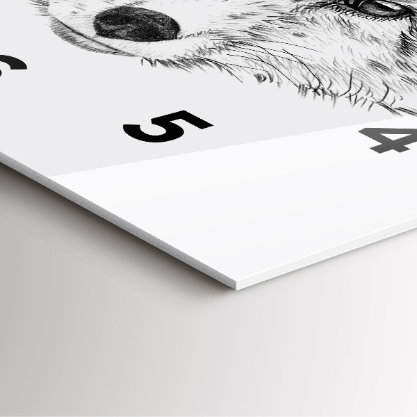 Čtvercové nástěnné hodiny Grafická hlava lišky