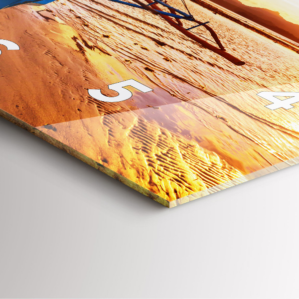 Čtvercové nástěnné hodiny Loď a západ slunce