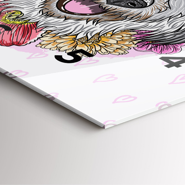 Čtvercové nástěnné hodiny Šťastný pes v květinách