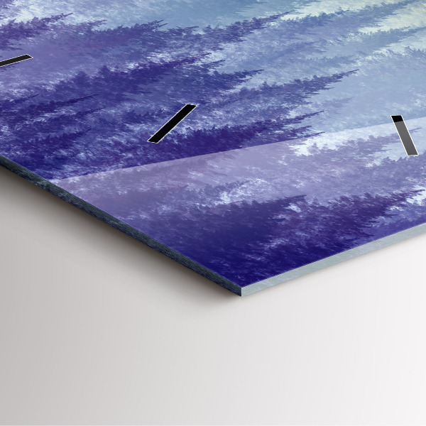 Čtvercové nástěnné hodiny Les v mlze