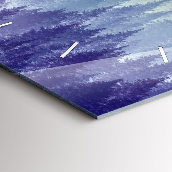 Čtvercové nástěnné hodiny Les v mlze