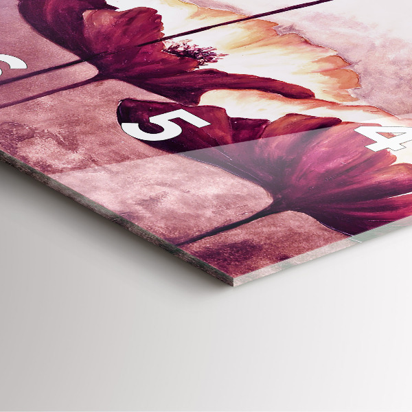 Čtvercové nástěnné hodiny Kvetoucí máky