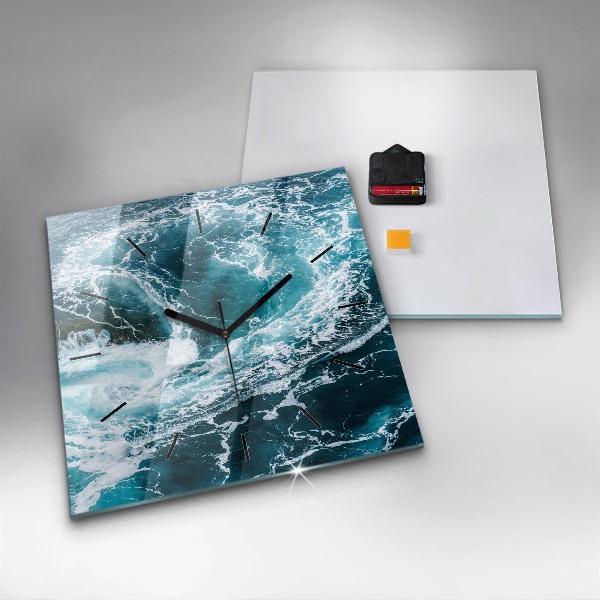 Čtvercové nástěnné hodiny Vířící zpěněné vlny