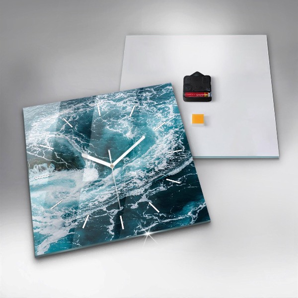 Čtvercové nástěnné hodiny Vířící zpěněné vlny
