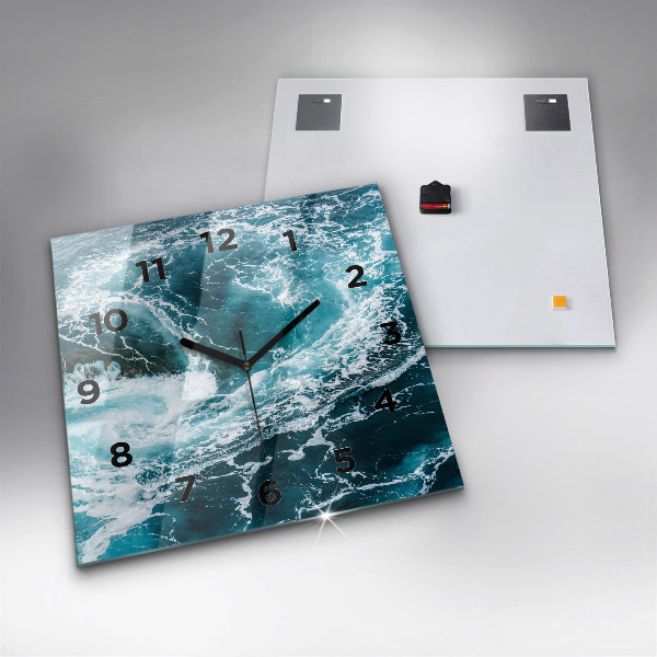 Čtvercové nástěnné hodiny Vířící zpěněné vlny