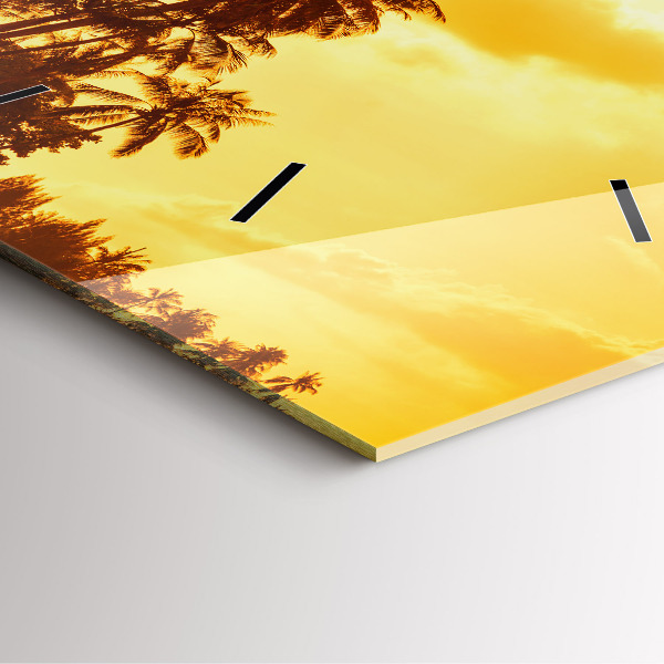 Čtvercové nástěnné hodiny Slunečné palmy