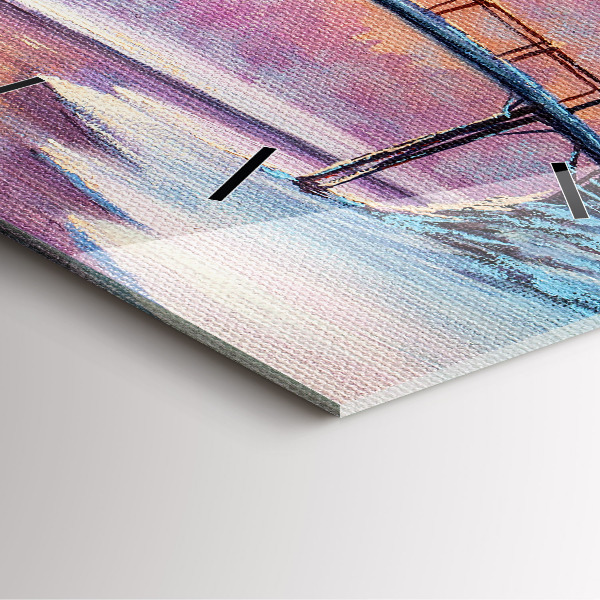 Čtvercové nástěnné hodiny Vánoční stromek a most