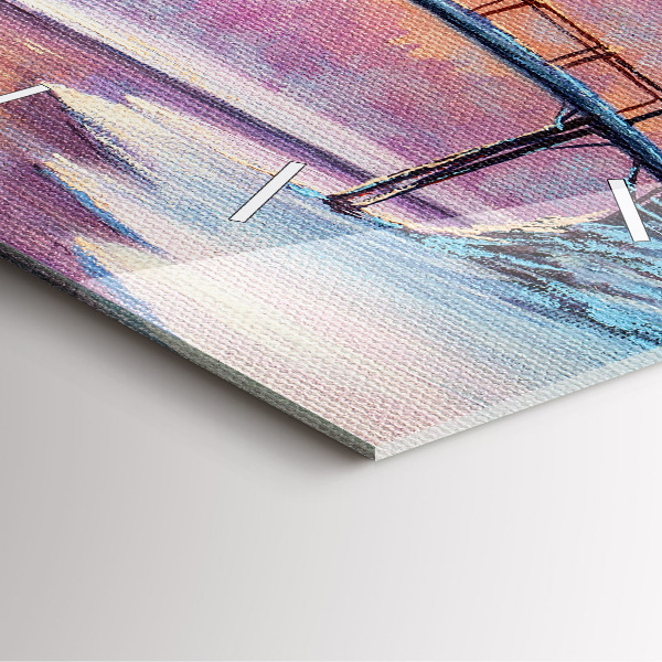 Čtvercové nástěnné hodiny Vánoční stromek a most