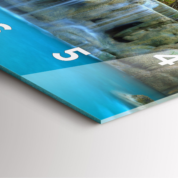 Skleněné hodiny čtvercové Vodopád v lese