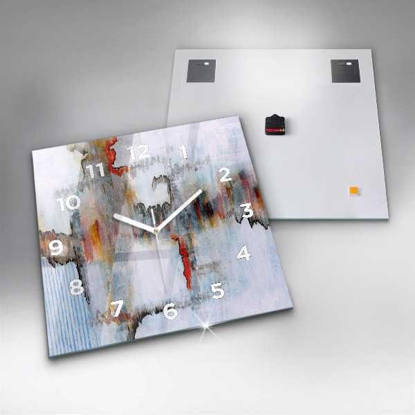 Skleněné hodiny čtvercové Abstrakce