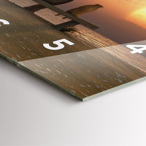 Skleněné hodiny čtvercové Zvířata a západ slunce