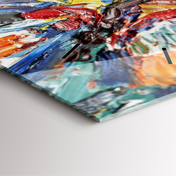 Skleněné hodiny čtvercové Fragment olejomalby