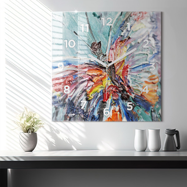 Skleněné hodiny čtvercové Fragment olejomalby