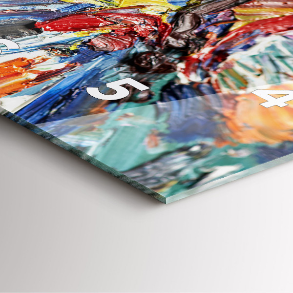 Skleněné hodiny čtvercové Fragment olejomalby