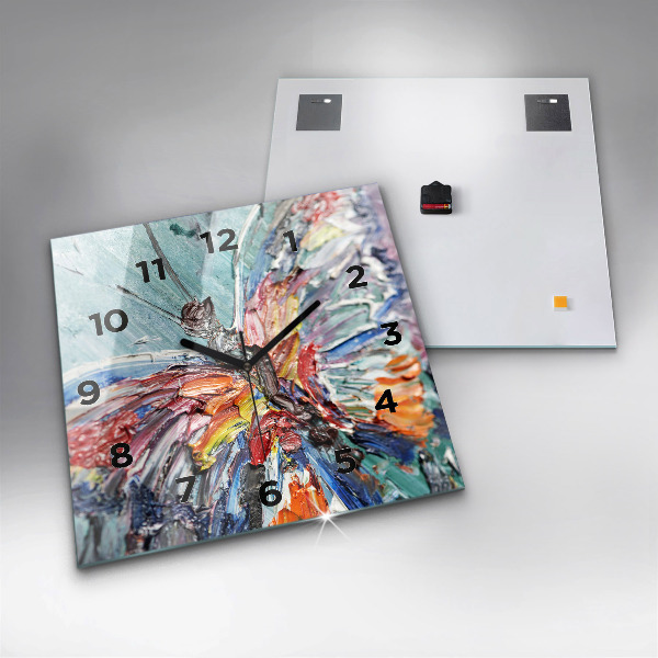 Skleněné hodiny čtvercové Fragment olejomalby