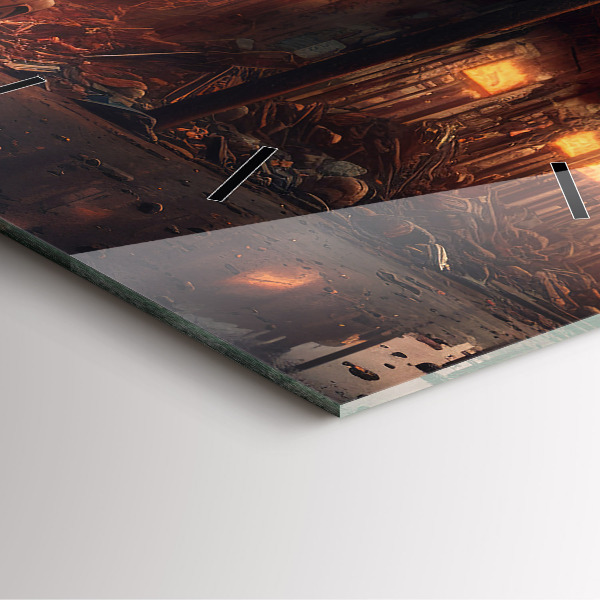 Čtvercové nástěnné hodiny Apokalyptická budova