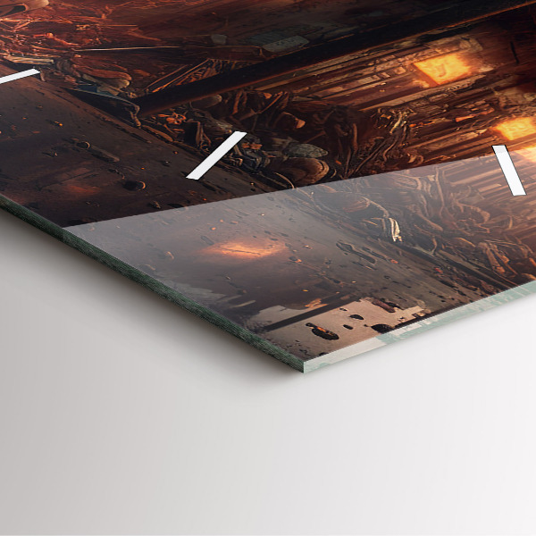 Čtvercové nástěnné hodiny Apokalyptická budova