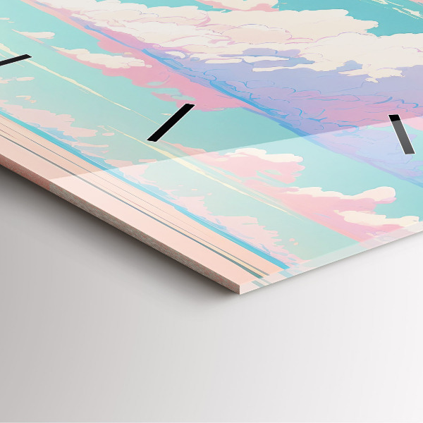 Čtvercové nástěnné hodiny Pastelová barva oblohy