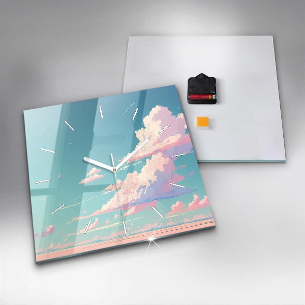 Čtvercové nástěnné hodiny Pastelová barva oblohy