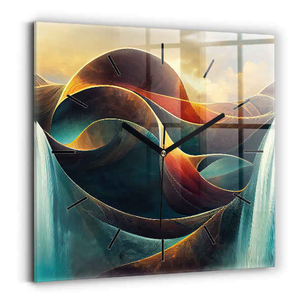 Čtvercové nástěnné hodiny Tekoucí vodopád