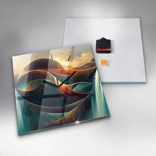 Čtvercové nástěnné hodiny Tekoucí vodopád