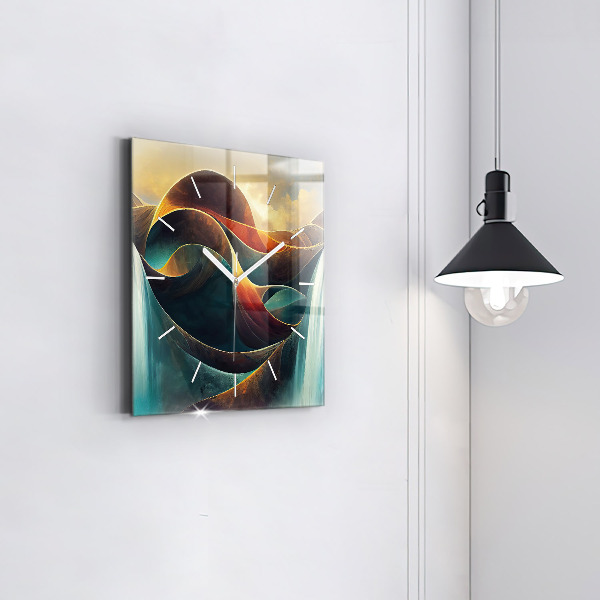 Čtvercové nástěnné hodiny Tekoucí vodopád