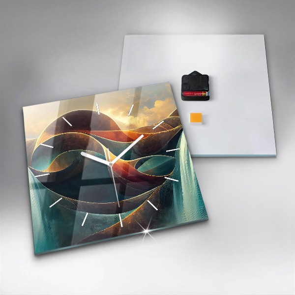 Čtvercové nástěnné hodiny Tekoucí vodopád