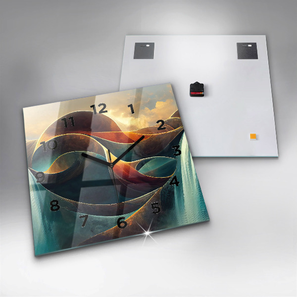 Čtvercové nástěnné hodiny Tekoucí vodopád
