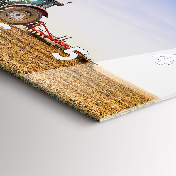 Skleněné hodiny čtvercové Farmář v traktoru