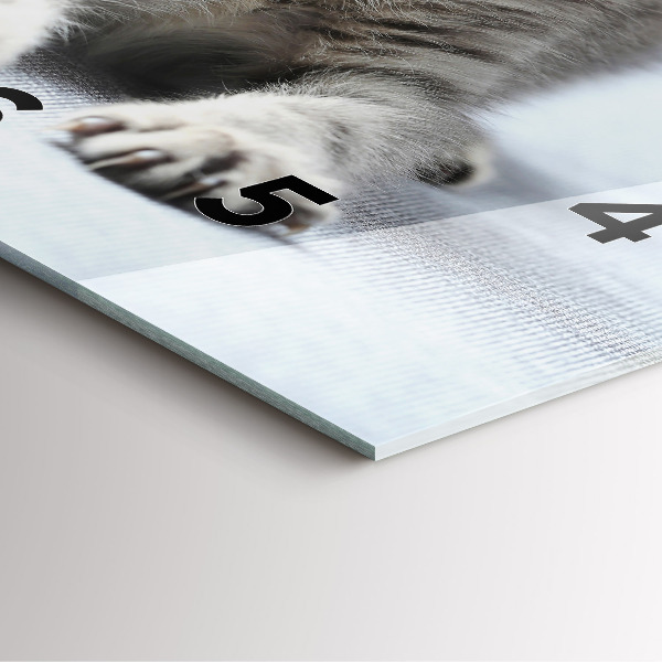 Skleněné hodiny čtvercové Kočka na pohovce