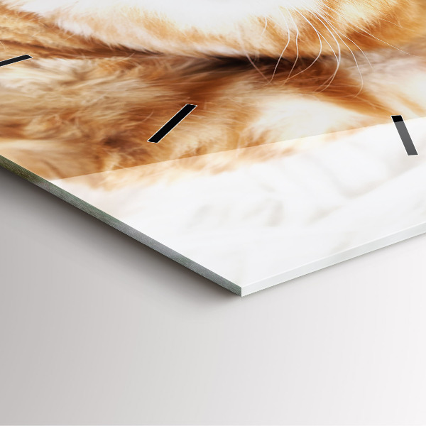 Skleněné hodiny čtvercové Spící kočička