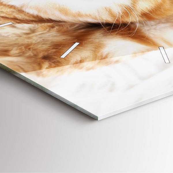 Skleněné hodiny čtvercové Spící kočička