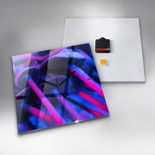 Čtvercové nástěnné hodiny Kouzelné barevné houby