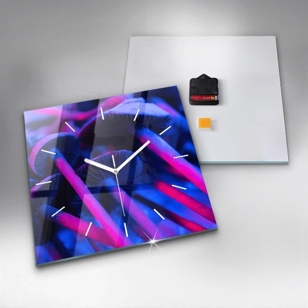 Čtvercové nástěnné hodiny Kouzelné barevné houby