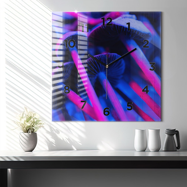 Čtvercové nástěnné hodiny Kouzelné barevné houby