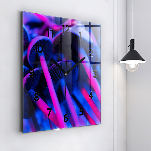 Čtvercové nástěnné hodiny Kouzelné barevné houby