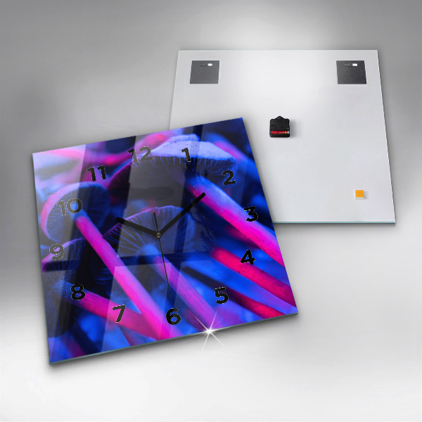 Čtvercové nástěnné hodiny Kouzelné barevné houby