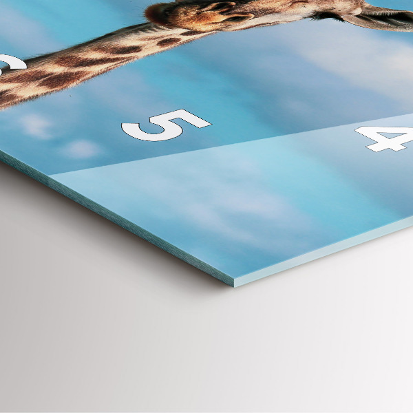 Čtvercové nástěnné hodiny Hlava žirafy na pozadí oblohy