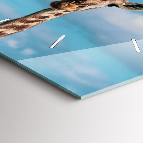 Čtvercové nástěnné hodiny Hlava žirafy na pozadí oblohy