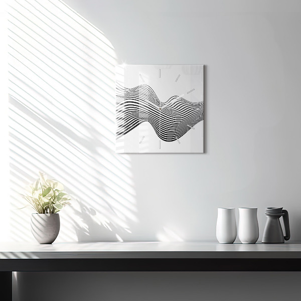 Čtvercové nástěnné hodiny Černobílé umění