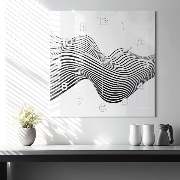 Čtvercové nástěnné hodiny Černobílé umění