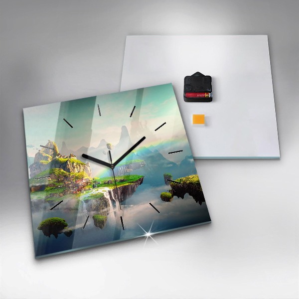 Skleněné hodiny čtvercové Čínská fantazie