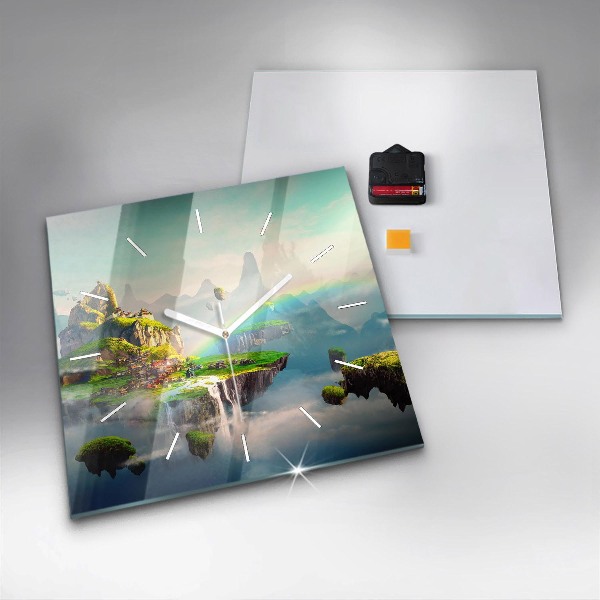 Skleněné hodiny čtvercové Čínská fantazie