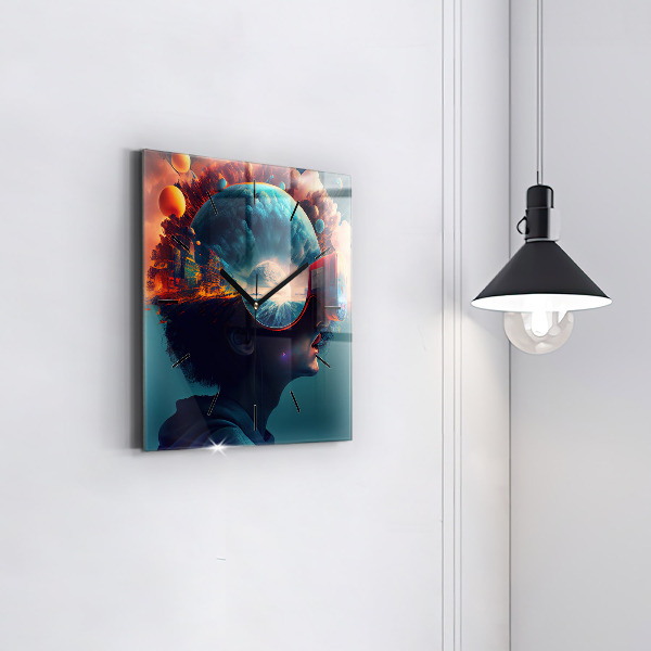 Čtvercové nástěnné hodiny Futuristický svět