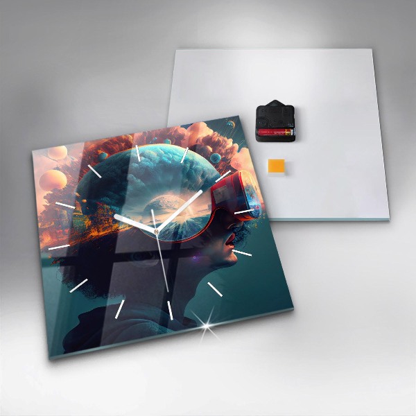 Čtvercové nástěnné hodiny Futuristický svět